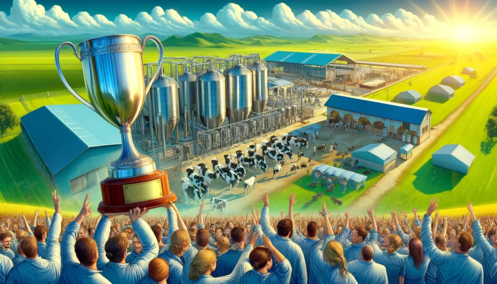 Big Latino Dairy - A vivid and detailed wide illustration of the 'Big Latino Dairy', an award-winning dairy and milk production facility in Latin America. The scene show (2)