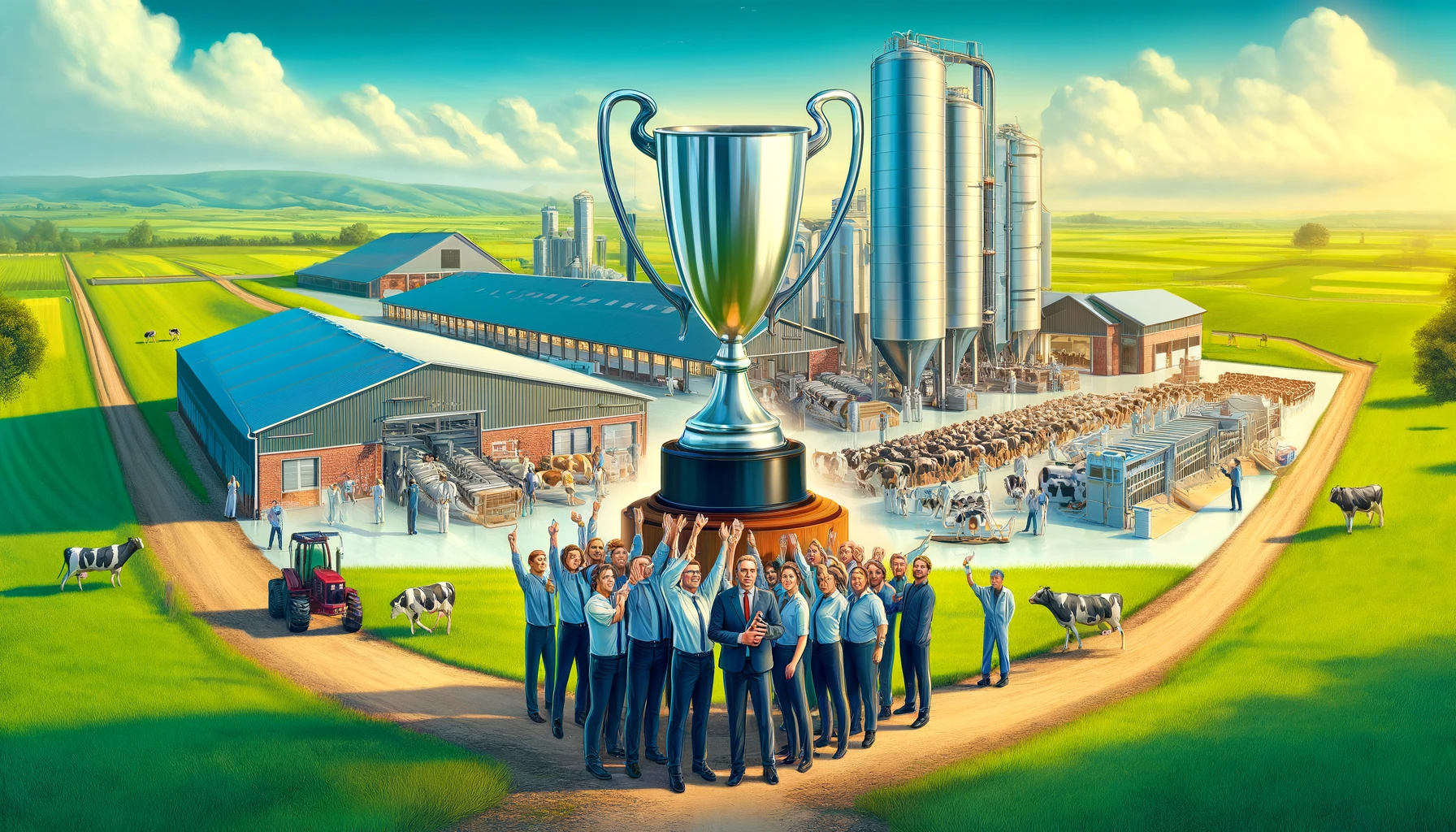 Big Latino Dairy - A vivid and detailed wide illustration of the 'Big Latino Dairy', an award-winning dairy and milk production facility in Latin America. The scene show (2)